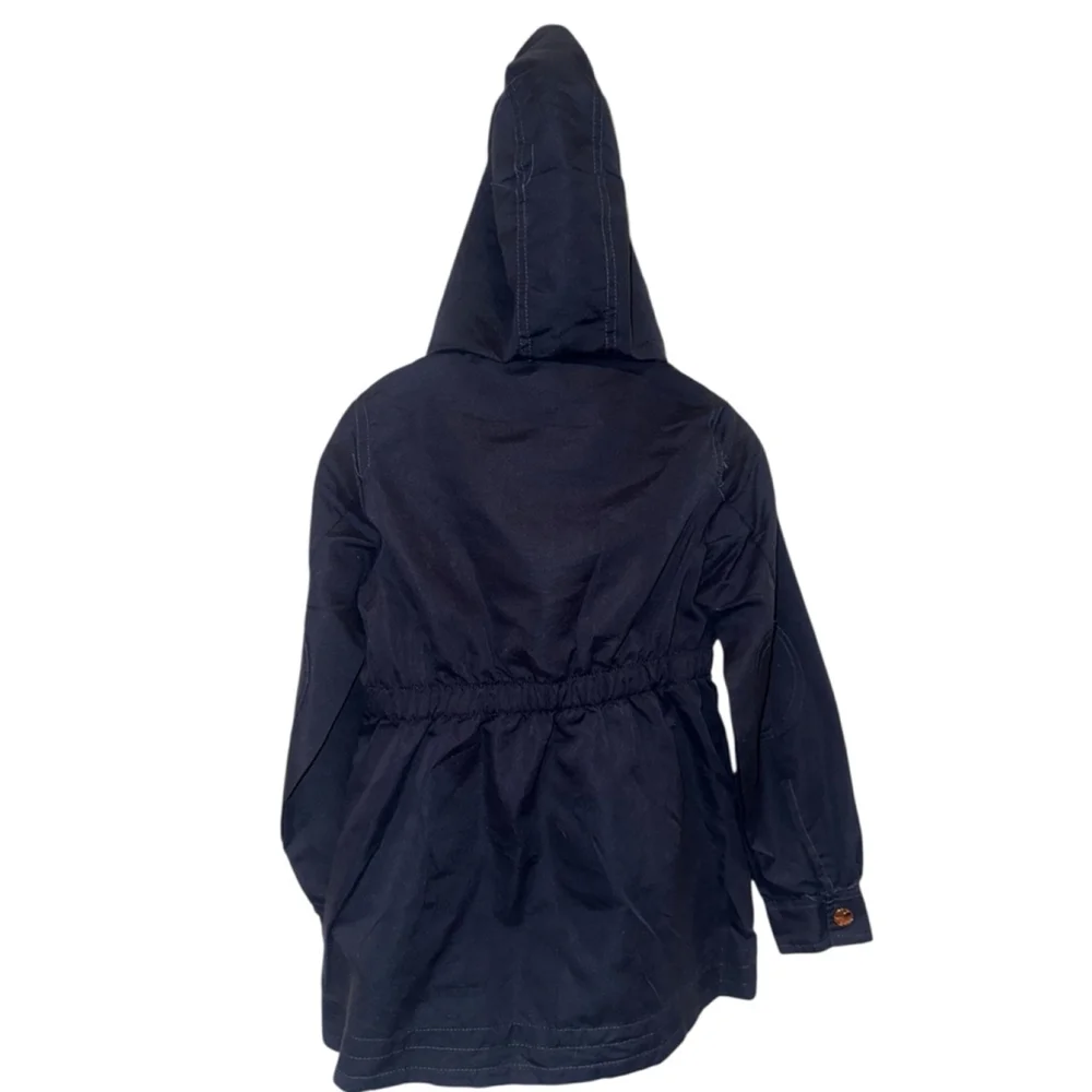 Girls Cutie Patootie Navy Gold Button Hooded Jacket XXS